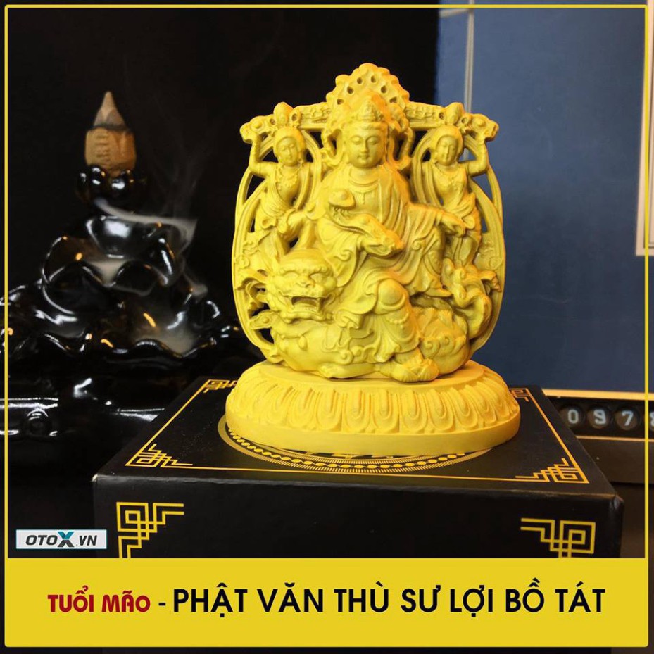 Tượng phật Văn Thù Bồ Tát gỗ Hoàng Dương - TẶNG 1 VÒNG ĐEO TAY - HÀNG CHUẨN HÌNH CHUẨN