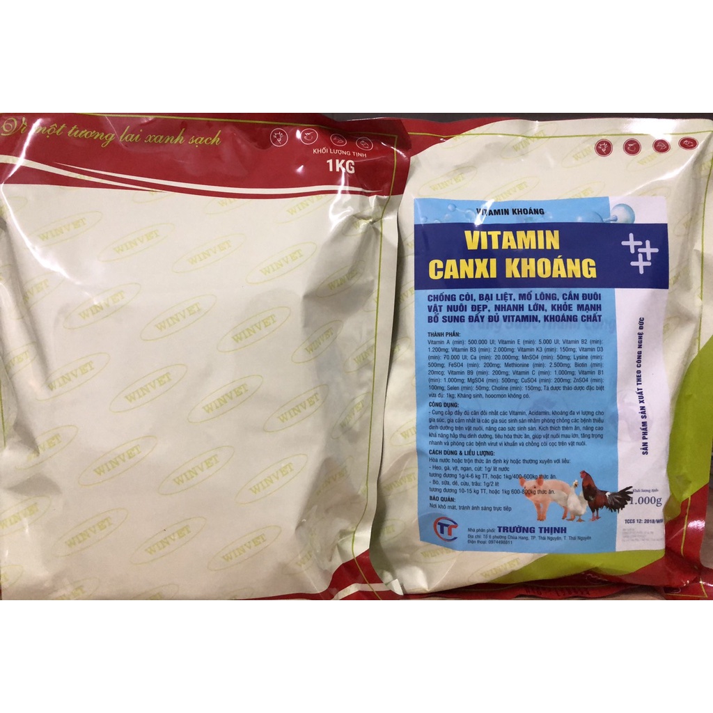 1 kg Vitamin Khoáng bổ sung các vitamin khoáng chất cho gà, vịt, lợn, trâu, bò, chó, mèo