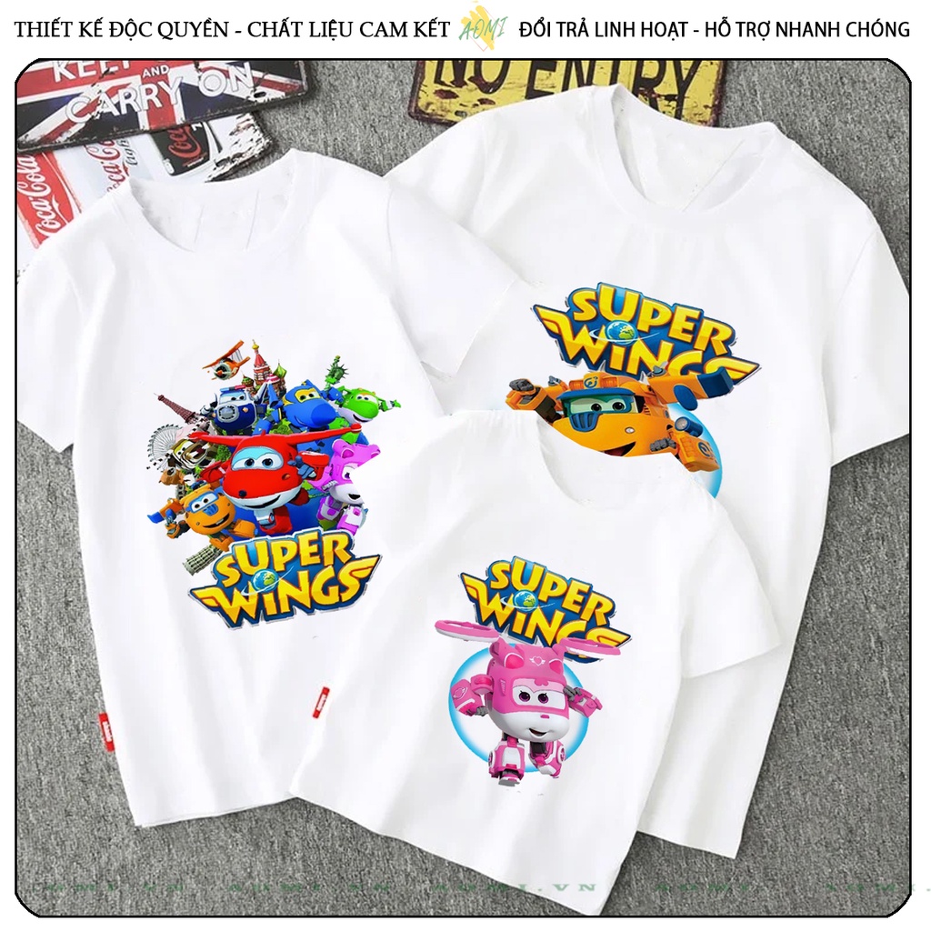 ÁO THUN đội bay supper wing UNISEX PHÔNG TRẮNG TAY NGẮN NAM NỮ GIA ĐÌNH CẶP ĐÔI SIZE TRẺ EM BÉ TRAI GÁI AOMIVN