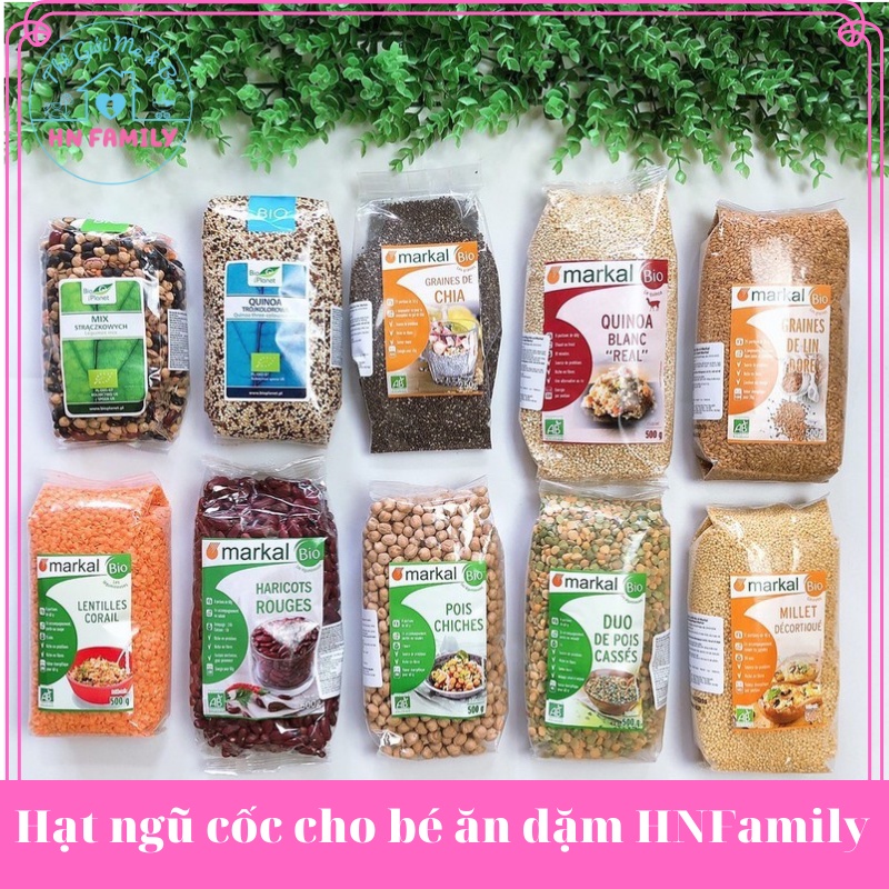 Hạt ngũ cốc cho bé ăn dặm HNFamily - Đậu hữu cơ ăn dặm Markal nhập khẩu Organic tổng hợp, Các loại hạt hữu cơ cho bé