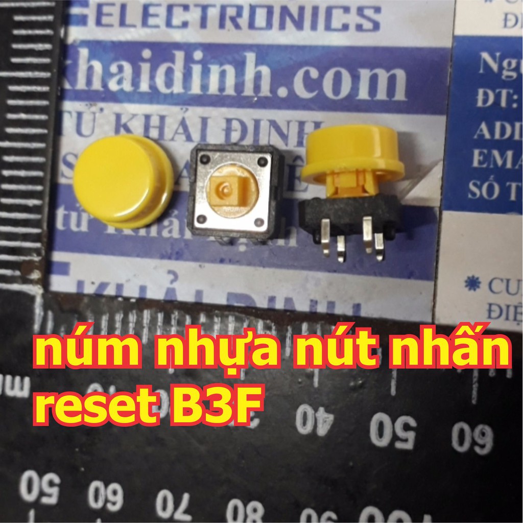 60 cái Núm nhựa, đầu nhựa nút nhấn Reset B3F 12*12*7.3mm (6 màu) kde5344