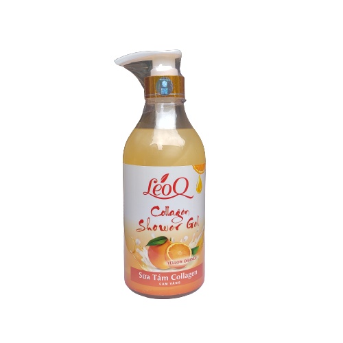 Sữa tắm dưỡng ẩm trắng da toàn thân leoQ collagen cam vàng 600ml