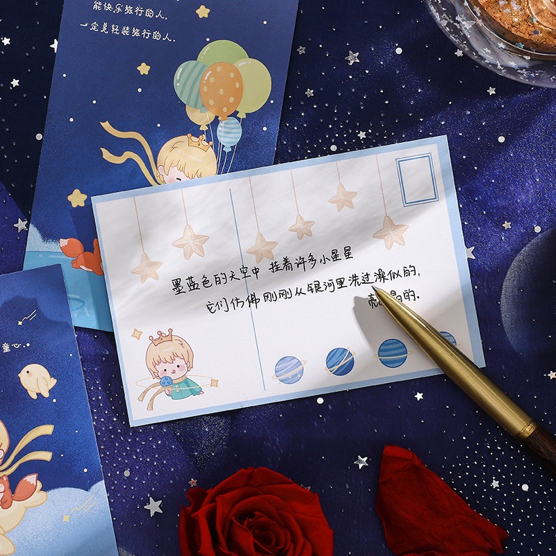 Hộp 30 tấm postcard thiệp chúc mừng Hoàng Tử Bé hai mặt