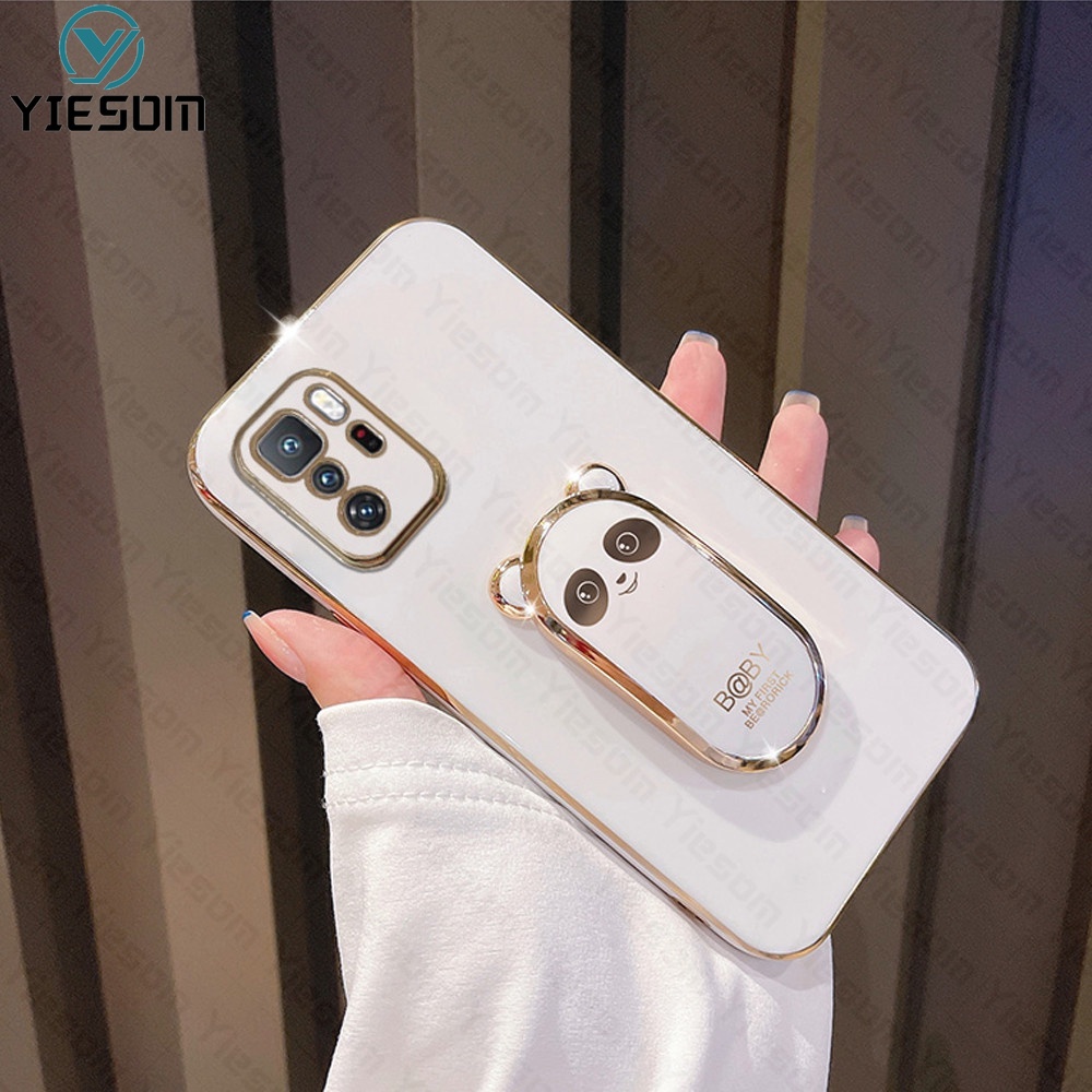 Ốp Điện Thoại Silicon Dẻo Họa Tiết Hoạt Hình Chú Gấu Kèm Giá Đỡ Cho Xiaomi Poco X3 GT X3 X4 Pro Nfc M3 M4 Pro 5G F3