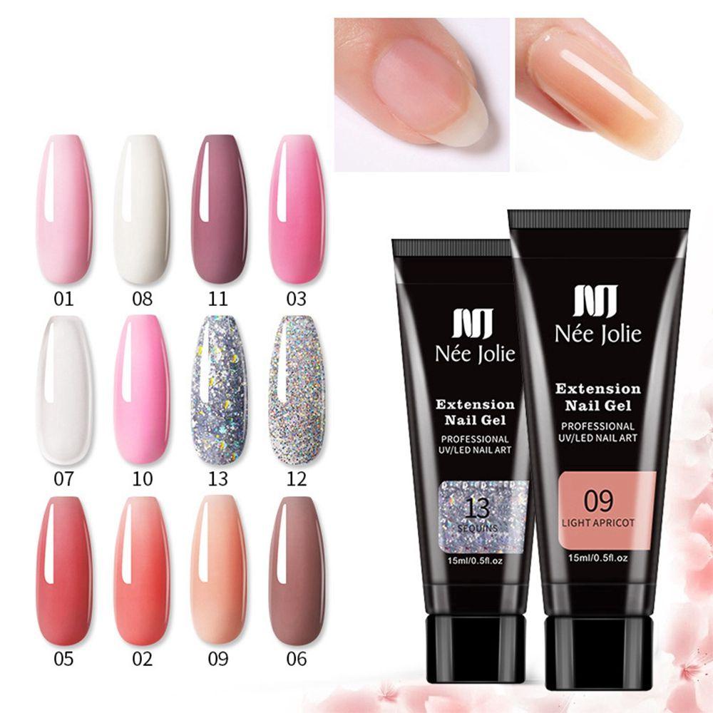 BJIA 15ml Poly Nail Gel 12Colors Builder Gel Nail Art UV Gel Beauty Nail Tips Manicure Tool Professional Quick Building Nail Extension