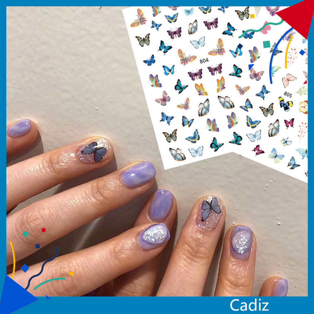 [Hàng mới về] Tờ dán móng trang trí hình bướm tự dính có thể lột ra không phai màu tiện dụng