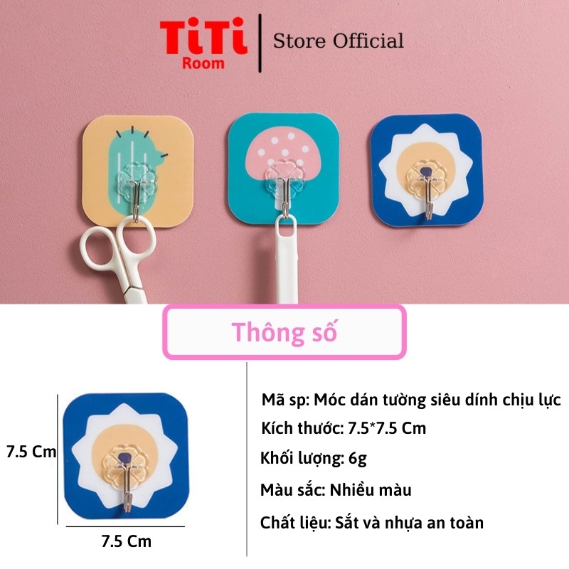 Móc dán tường chịu lực siêu dính nhiều màu dễ thương phù hợp dán bề mặt nhẵn trong nhà TiTi Room