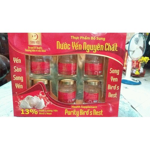 Nước Yến Nguyên Chất 13% Song Yến (Lốc 6 Lọ x 70ml)