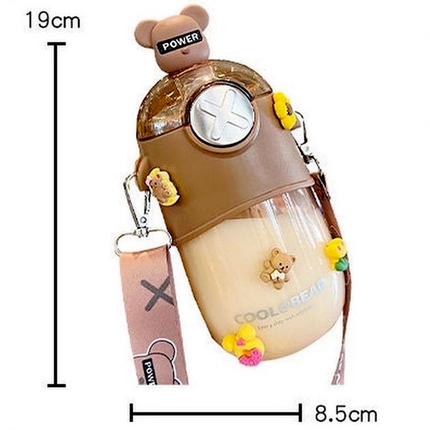 Bình Nước Nhựa Có Ống Hút Hình Gấu Bạo Lực Dễ Thương 2022