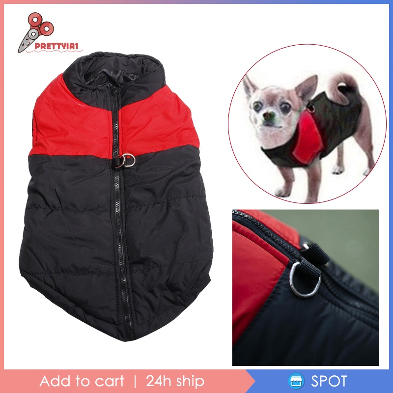 [Prettyia1] Áo Khoác Đệm Không Tay Có Khóa Kéo Ấm Áp Chống Thấm Nước Cho Chó Chihuahua