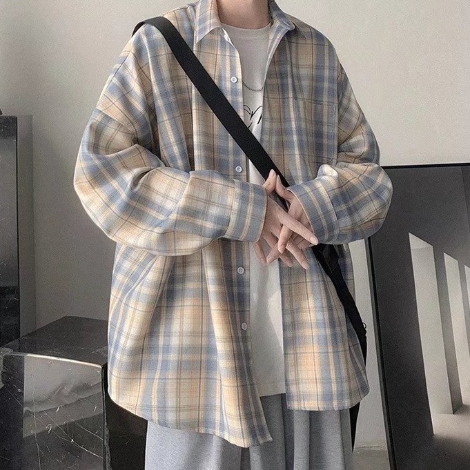 Áo Sơ Mi Sọc Caro Tay Dài Thời Trang Dành Cho Nam áo thun from rộng sơ mi nam dài tay áo sơ mi nam đẹp áo sơ mi nam cao cấp áo flannel