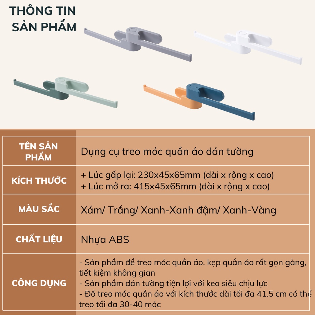 Dụng cụ treo móc quần áo dán tường tiện lợi DECOSA