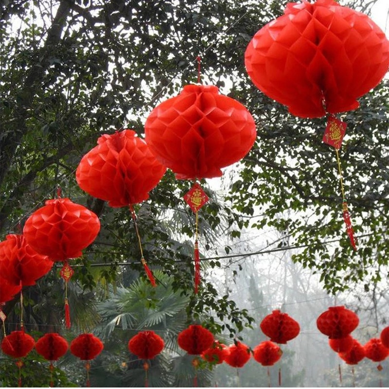 Lồng Đèn Đỏ May Mắn Trung Hoa Chống Nước Có Thể Gập Lại Trang Trí Năm Mới