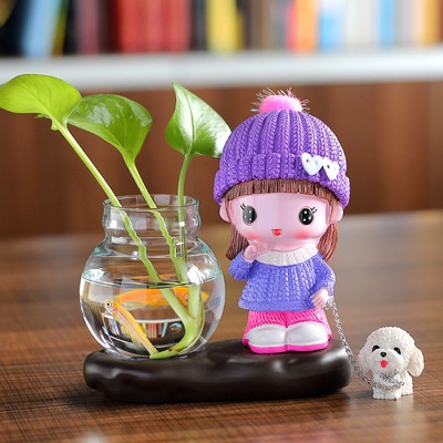 Lọ thủy tinh trồng cây thủy sinh, bình hoa decor trang trí để bàn, cây thủy sinh búp bê dễ thương