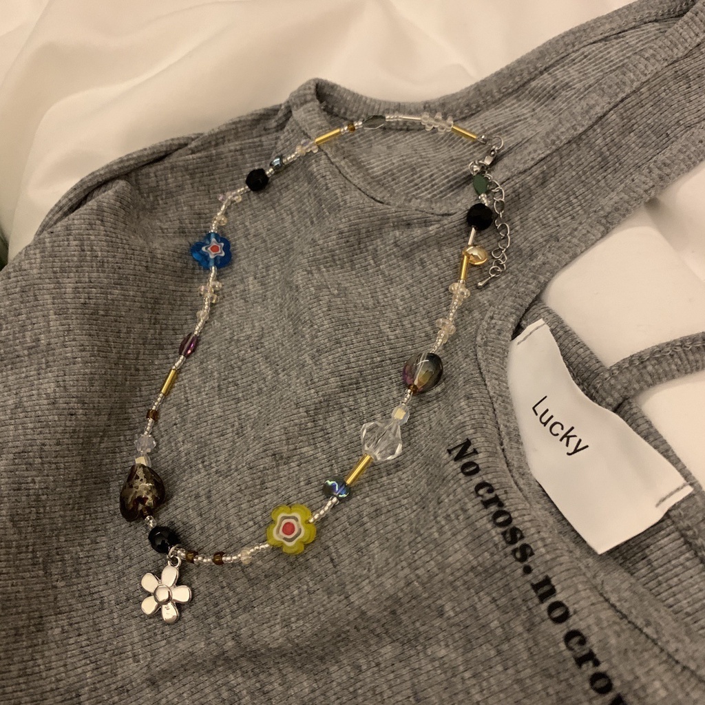 Vòng cổ Hạt Pha Lê Nhiều Màu Sắc Phong Cách Punk