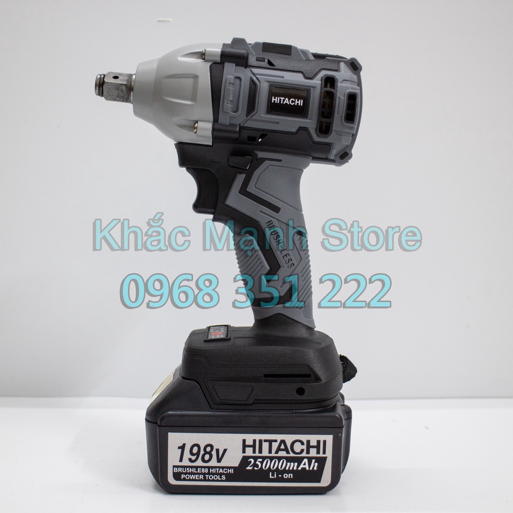 [ Tặng Phụ Kiện ] Máy Siết Bulong HITACHI 199v Loại Chống Va Đập, Tặng Bộ Phụ Kiện Đầy Đủ Như Hình.