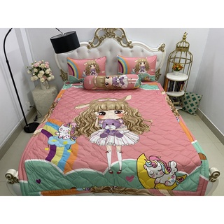 Bộ Drap mền + áo gối { 5 món} thun Ý 5D Cao Cấp , mát lạnh, thấm hút tốt.{ hoặc mền lẻ}