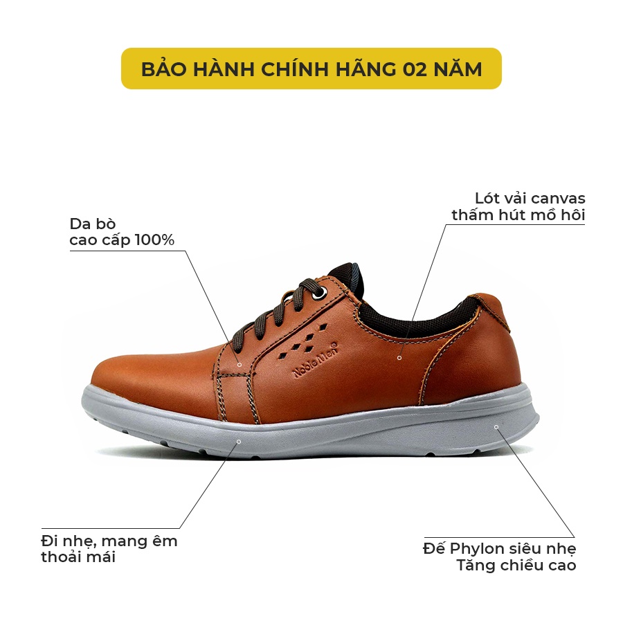 Giày Nam Công Sở Cột Dây Da Bò Thật Mandoo Tăng Chiều Cao NB1 Màu Đen - Nâu