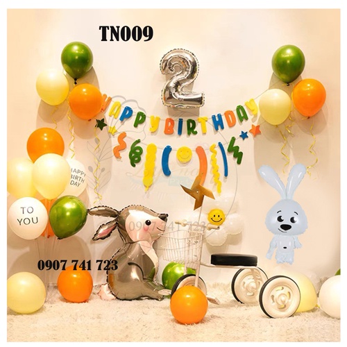 Bóng trang trí sinh nhật, Set Thỏ Ngọc Style Hàn Quốc xinh lung linh cho bé yêu