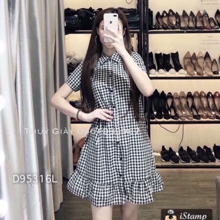 Váy kẻ đen dáng xuông hot hit