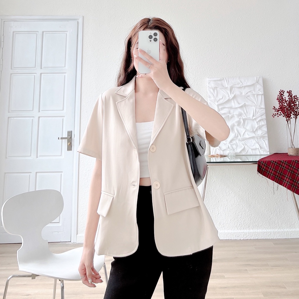 Áo blazer nữ tay ngắn 1 lớp kiểu bigsize hàn quốc VAVASA AB03 | BigBuy360 - bigbuy360.vn