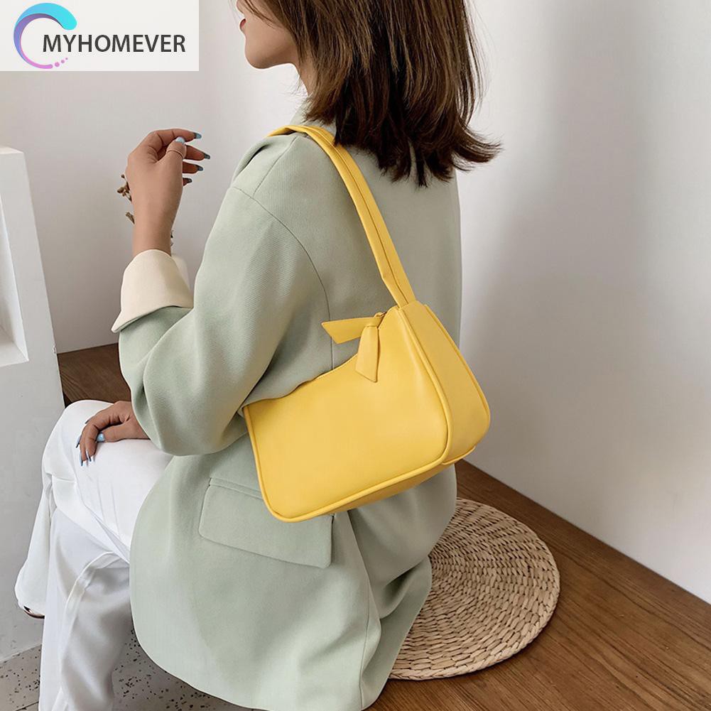 Túi Xách Da Pu Màu Trơn Phong Cách Thời Trang Cổ Điển Dành Cho Nữ