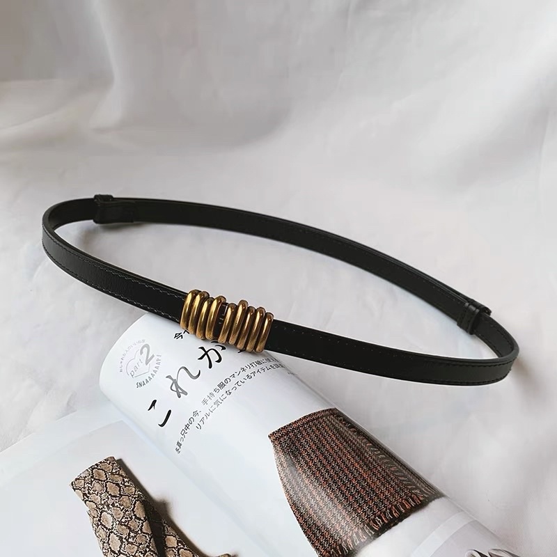 Đai váy bản nhỏ 1.3cm Meo shop ĐV013 nốt nhạc mặt vàng Dây thắt lưng nữ nịt váy áo vest sơ mi dạ size nhỏ da đẹp