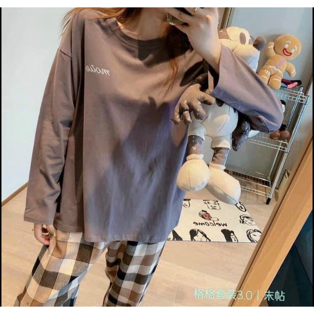 Bộ ngủ nữ quần kẻ 90k,💖FREESHIP💖,hàng QC loại 1 | BigBuy360 - bigbuy360.vn