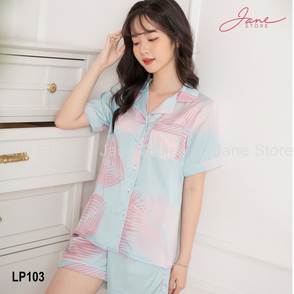 Pijama lụa cao cấp Bộ ngủ nữ mặc nhà họa tiết dễ thương Jane | BigBuy360 - bigbuy360.vn