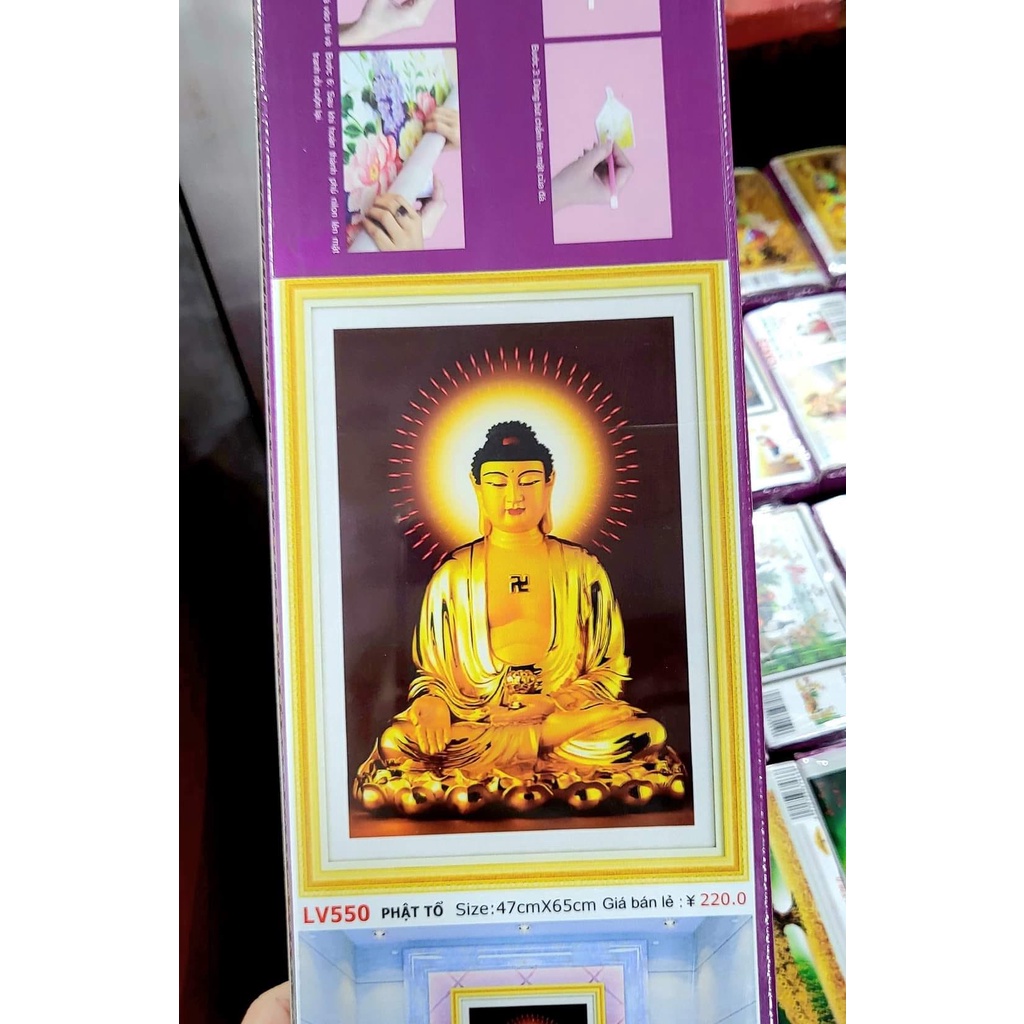 Tranh đính đá phật tổ Kt:45x65cm,tranh gắn đá chưa gắn.