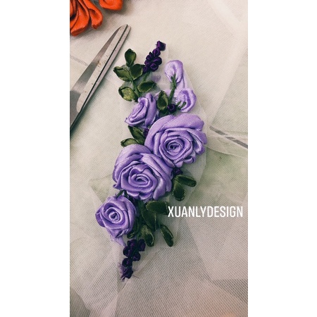 Hoa thêu đính đầm váy