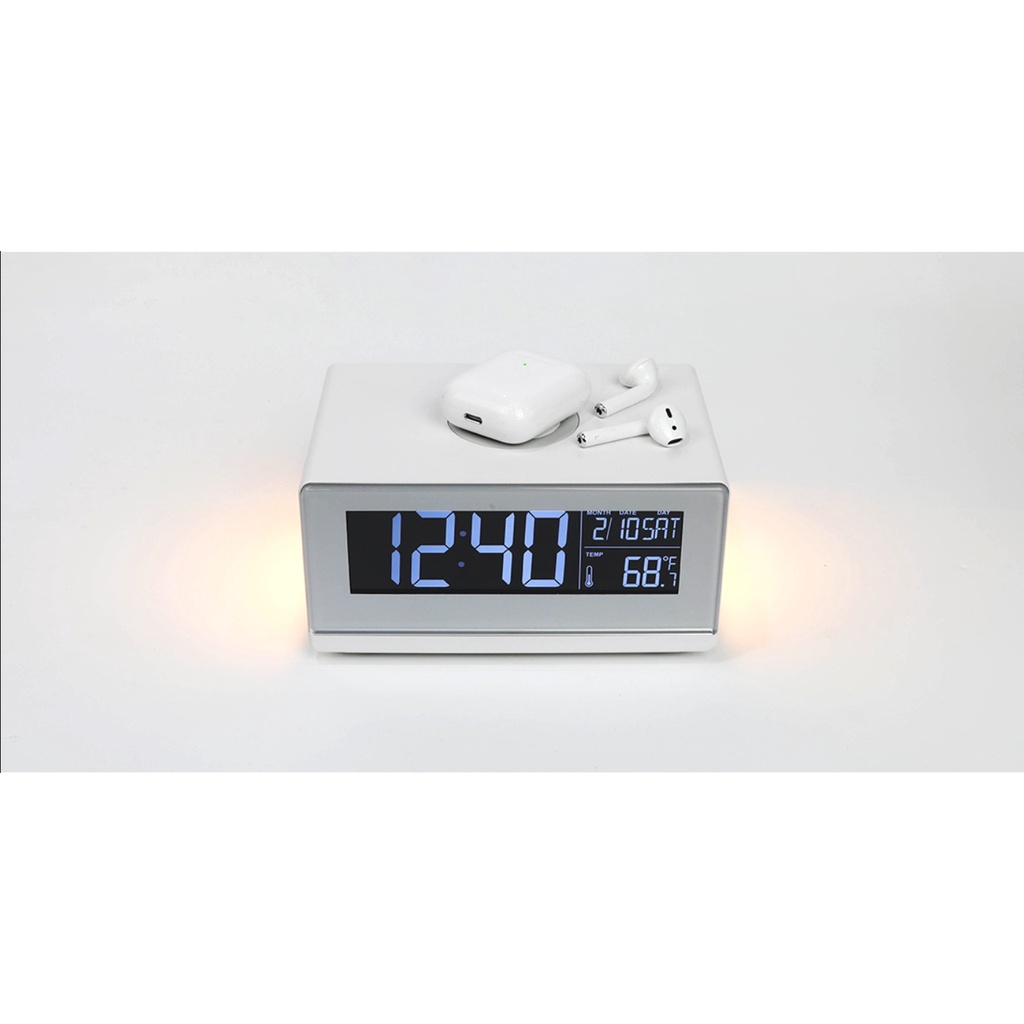 Đồng hồ để bàn MOOAS MC-W2 màn hình led kiêm sạc không dây 5W, đèn ngủ, báo thức