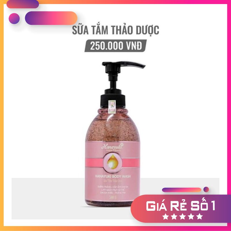 Sữa tắm trắng mịn da  thảo dược Hanayuki chính hãng  chai 250ml