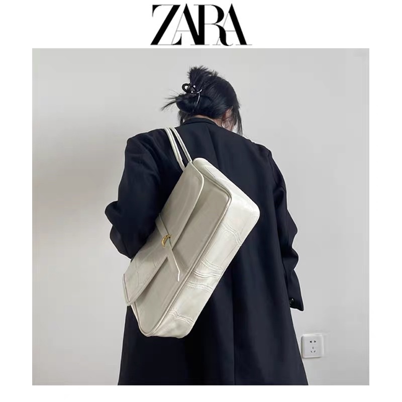 Túi zara kẹp nách trắng lớn xuất dư