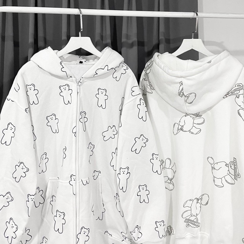 Áo Khoác Dây Kéo Nỉ TEDDY cute ulzzang unisex pqk | BigBuy360 - bigbuy360.vn