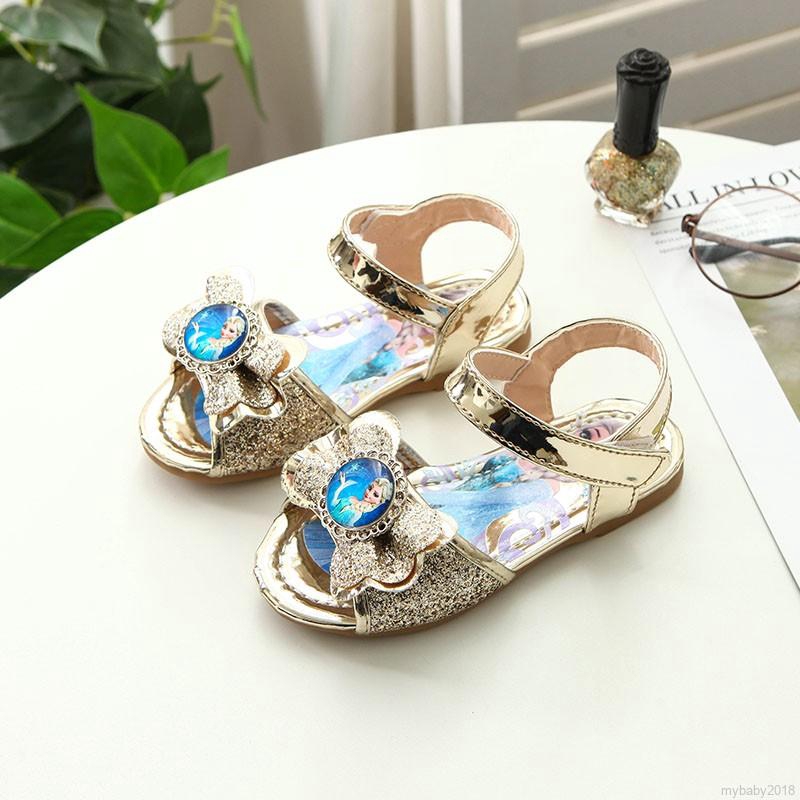 Giày Sandal Da Bóng Đế Mềm Chống Trượt Cho Bé Tập Đi