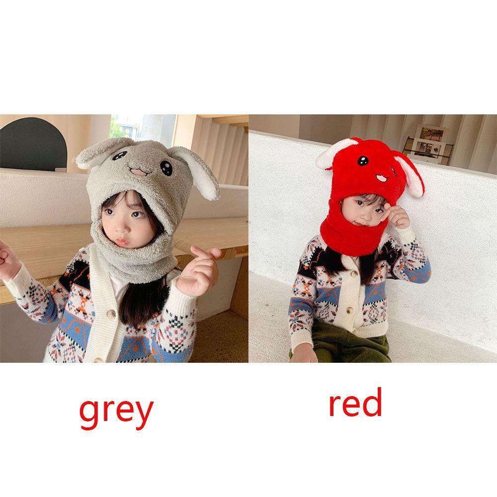 MIHAN1 Set Mũ Len Kèm Khăn Choàng Cổ Họa Tiết Hoạt Hình Dễ Thương Ấm Áp