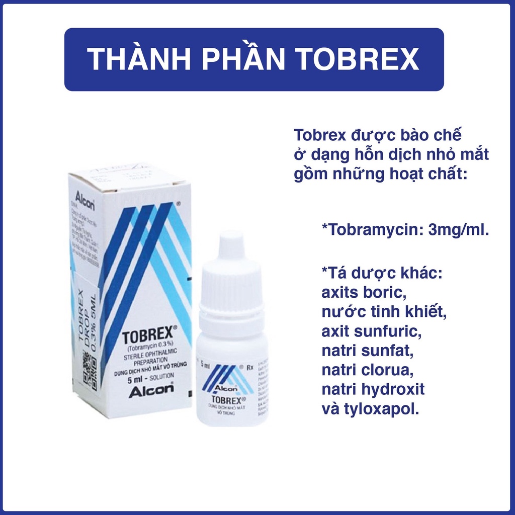 Nước dung dich nhỏ mắt vô trùng Tobrex 0.3% Mỹ, dành cho mắt sưng đau, lọ 5ml - Trung Đông Pharmacy