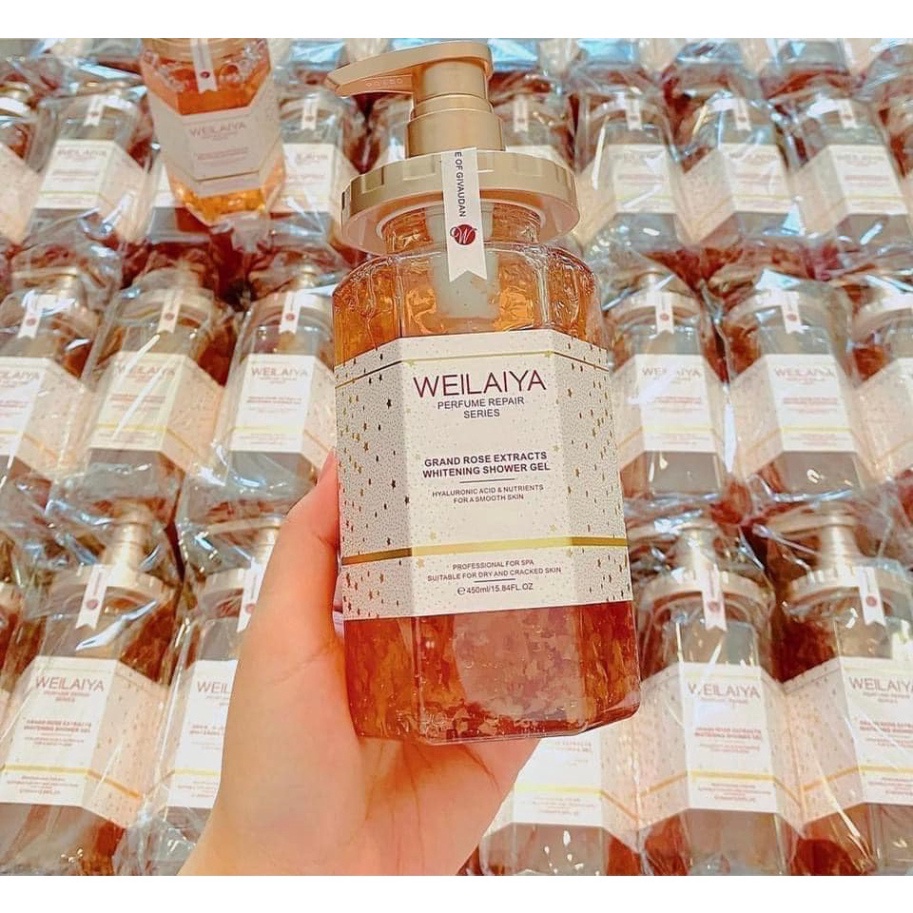 Sữa tắm trắng WEILAIYA túi mật hoa hồng 450ml