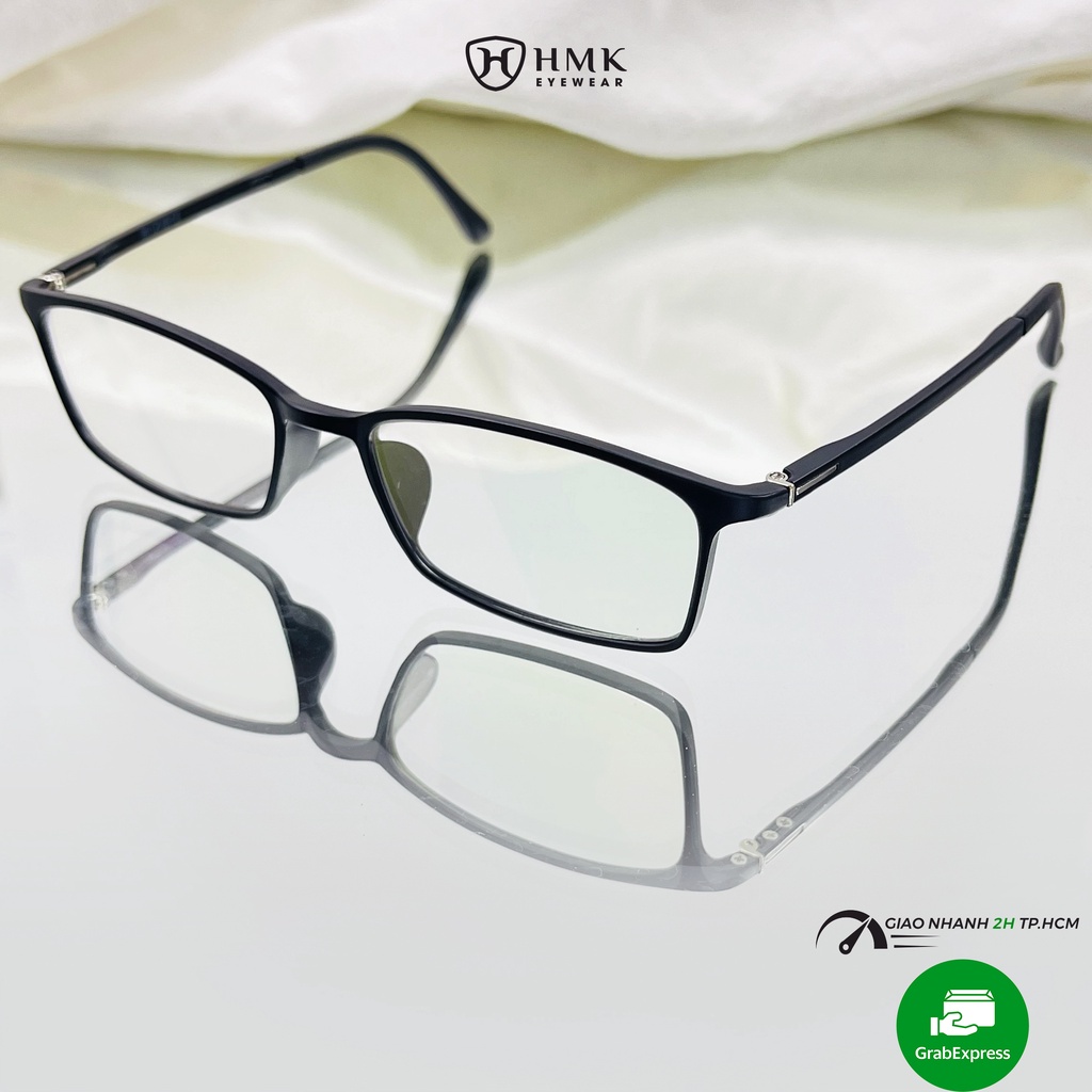 Gọng kính cận Nam Nữ HMK mắt vuông chất liệu nhựa dẻo tr90 màu sắc thời trang GN919