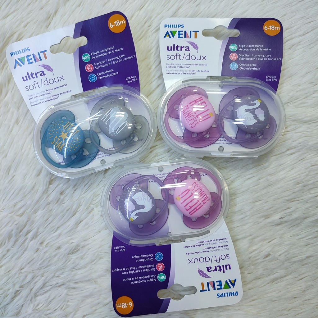 Ty ngậm Philips AVENT Ultra Soft siêu mềm cho bé 6-18 tháng