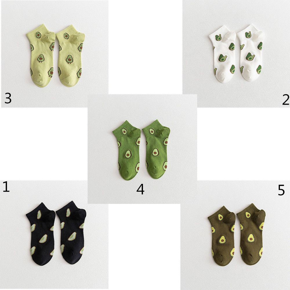 Đôi vớ cotton cổ thấp co giãn in hình quả bơ Nhật Bản dễ thương thời trang xuân thu cho nữ