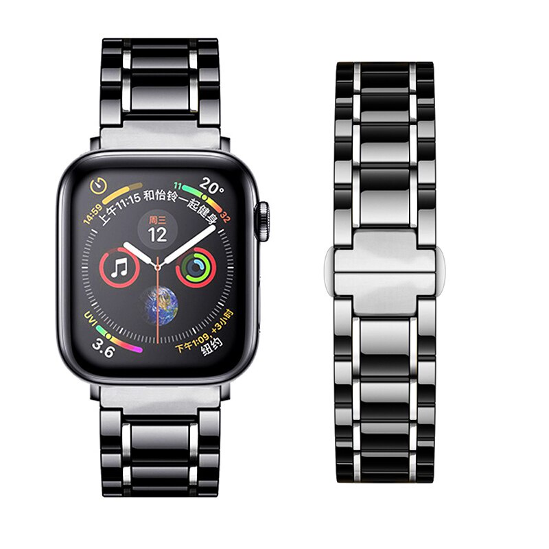 Dây đeo bằng gốm + thép không gỉ 44mm 40mmm 42mm 38m sang trọng thích hợp cho Apple Watch dòng 6 SE 5 4 3