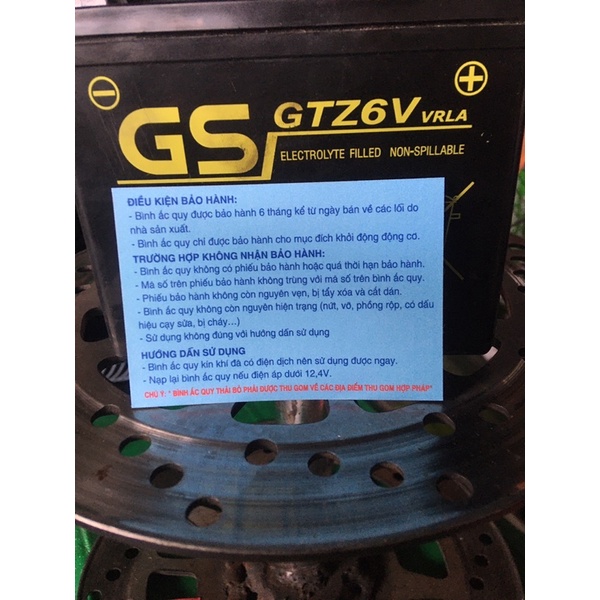 Bình Ắc Quy Khô GS GTZ6V Airblade 125, Winner, Vision từ 2014, Sh VN 125/150, Sh Mode,Lead 125 từ 2013,Pcx 125 (12V-5Ah)