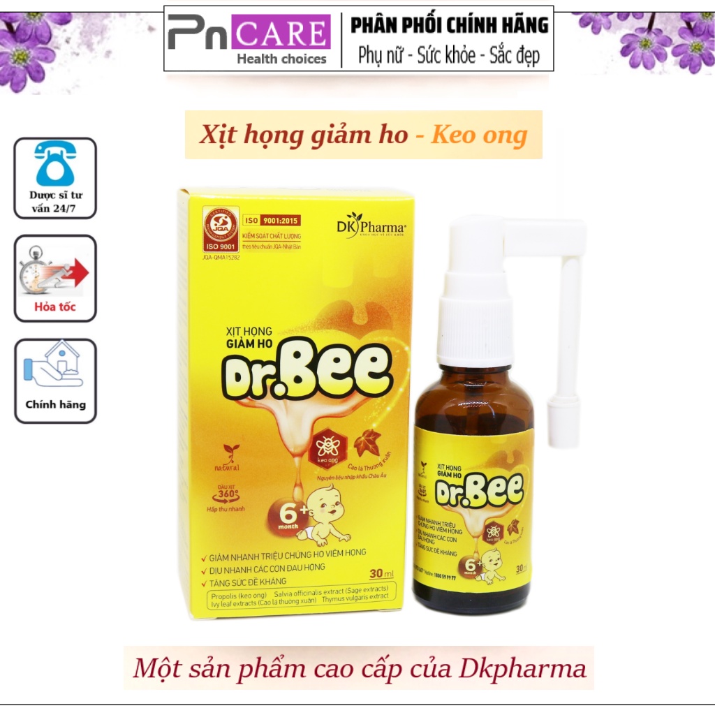 PnCARE | Xịt họng Keo Ong - Dr. Bee ® - Giảm ho, Dịu họng, Sát khuẩn miệng họng