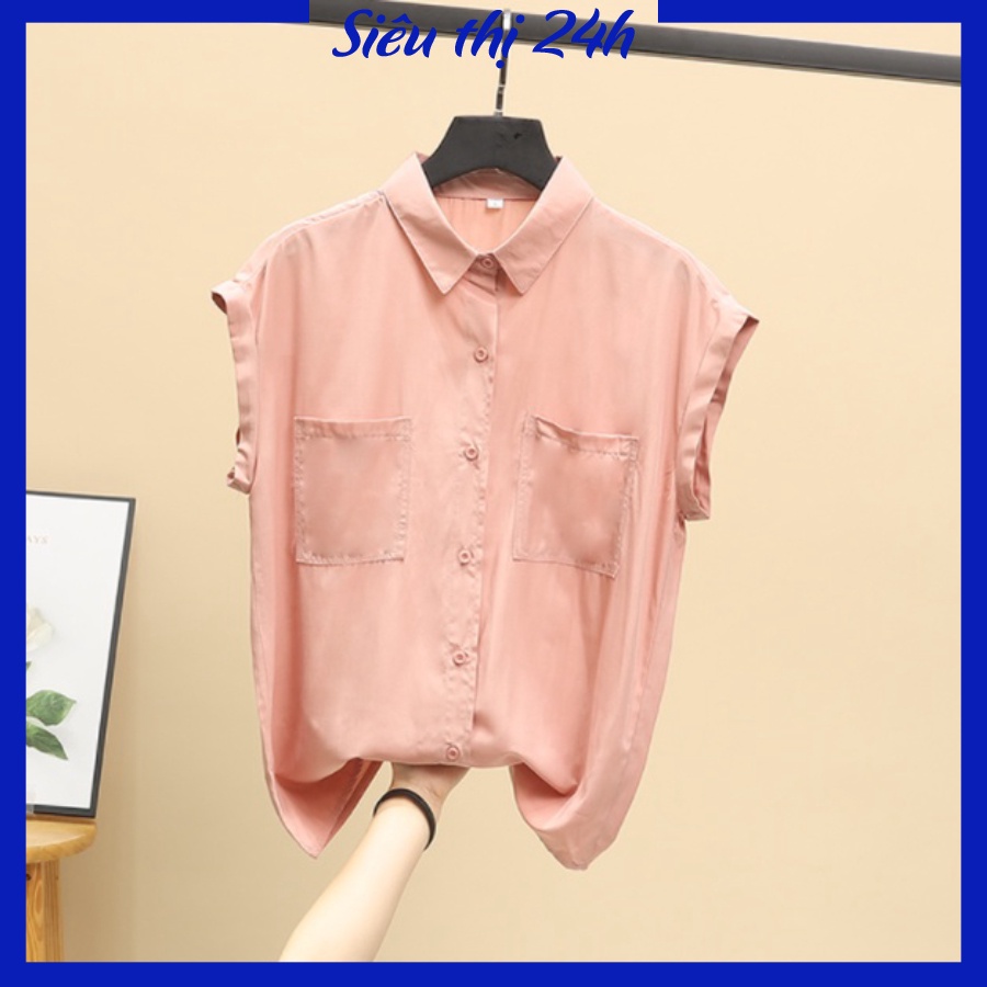 Áo sơ mi nữ tay ngắn Hàn Quốc Siêu thị 24 giờ chất liệu đũi tơ mềm mát, form trẻ trung phá cách SMH.33 | BigBuy360 - bigbuy360.vn