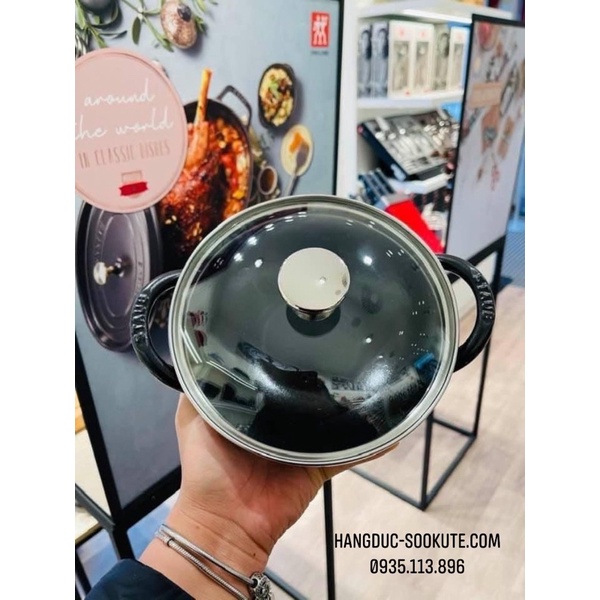 CHẢO GANG STAUB BABY WOK 16CM MÀU GHI