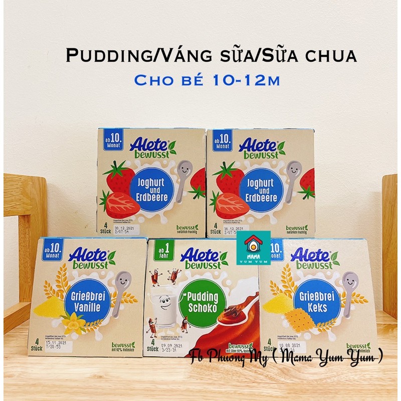 Date 12/2023- Váng sữa/Sữa chua Alete cho bé 10 tháng nội địa Đức đi air