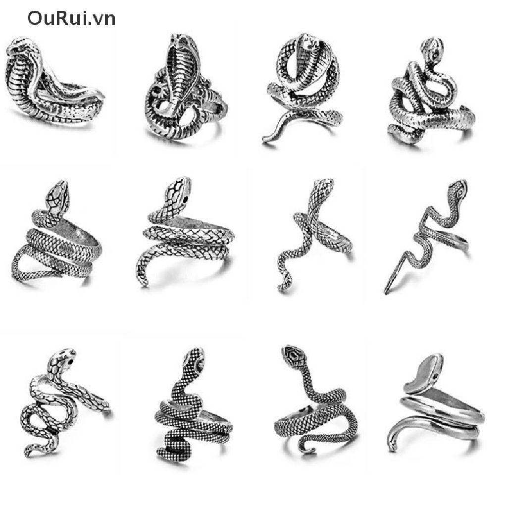 Nhẫn Hở Hình Rắn Bằng Bạc Phong Cách Cổ Điển 21 Kiểu Tùy Chỉnh Cho Nam Và Nữ