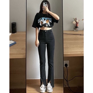 (SAN HANG)Quần bò xẻ gấu hack dáng ulzzang